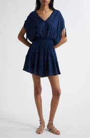 Ramy Brook Fernanda Metallic Thread Detail Clip Dot Minidress