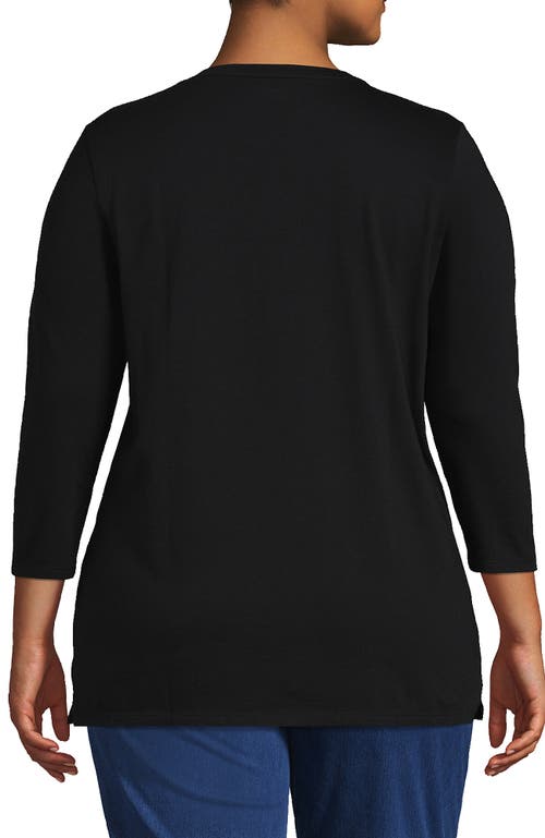 Lands' End 3/4 Sleeve Cotton Supima Tunic In Black