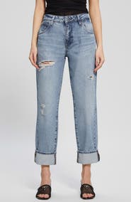 GUESS High Rise Cuffed Boyfriend Jeans
