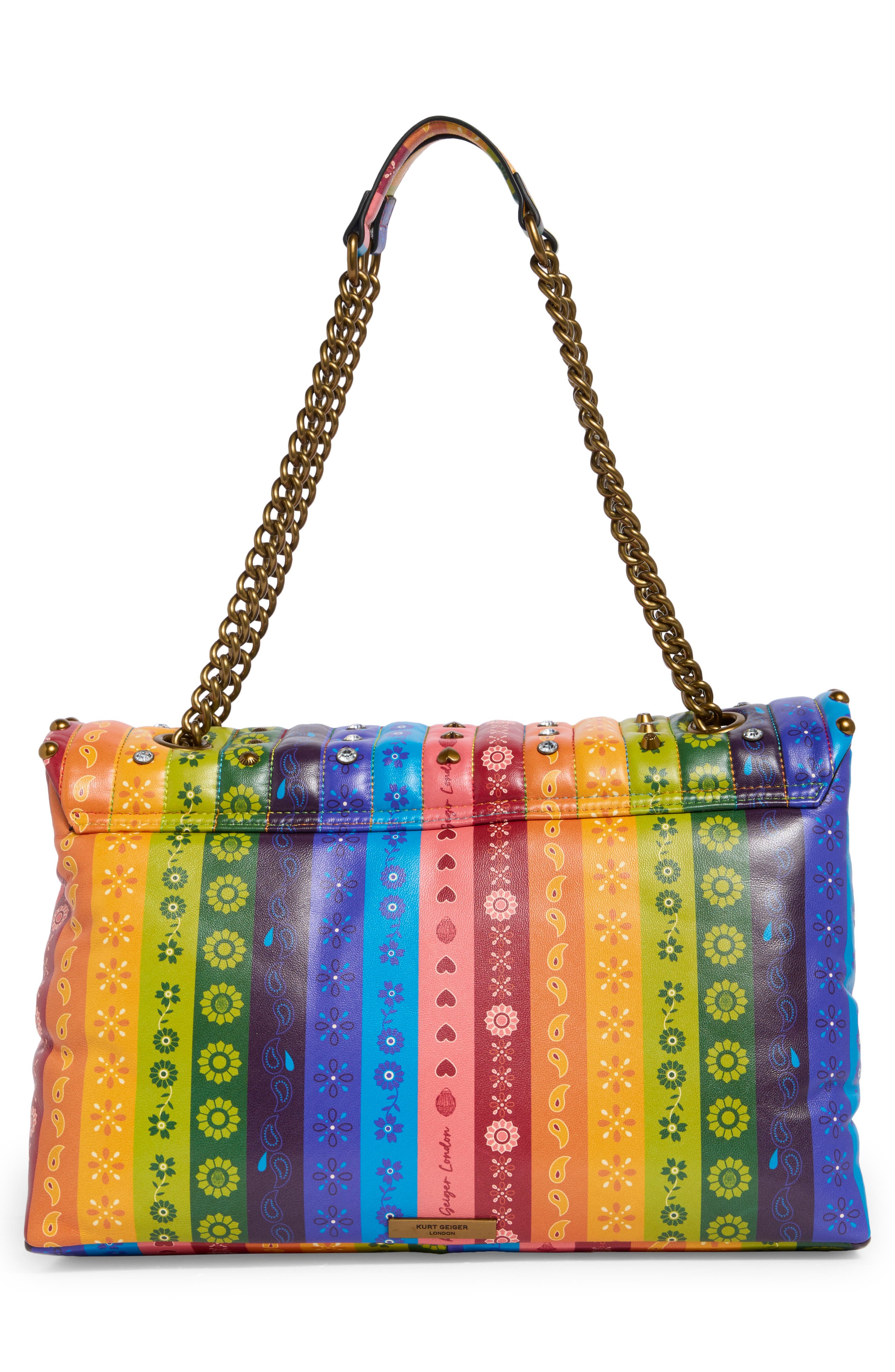 Kurt Geiger London Kensington XXL Leather Shoulder Bag, Alternate, color, Pink Multi/ Other