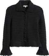 Madewell Pointelle Knit Peplum Cotton Cardigan