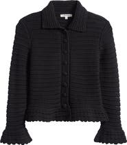 Madewell Pointelle Knit Peplum Cotton Cardigan