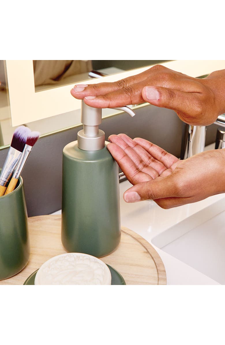 iDesign Ceramic Earth Collection Refillable Tall Soap Dispenser, Moss, Alternate, color, Moss