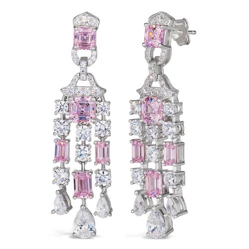 Anna Zuckerman Red Carpet Worthy Chandelier Earrings In Argyle Pink Crystalline