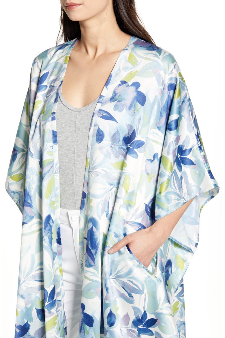 Printed Duster, Alternate, color, BLUE SUN FLORAL PRINT