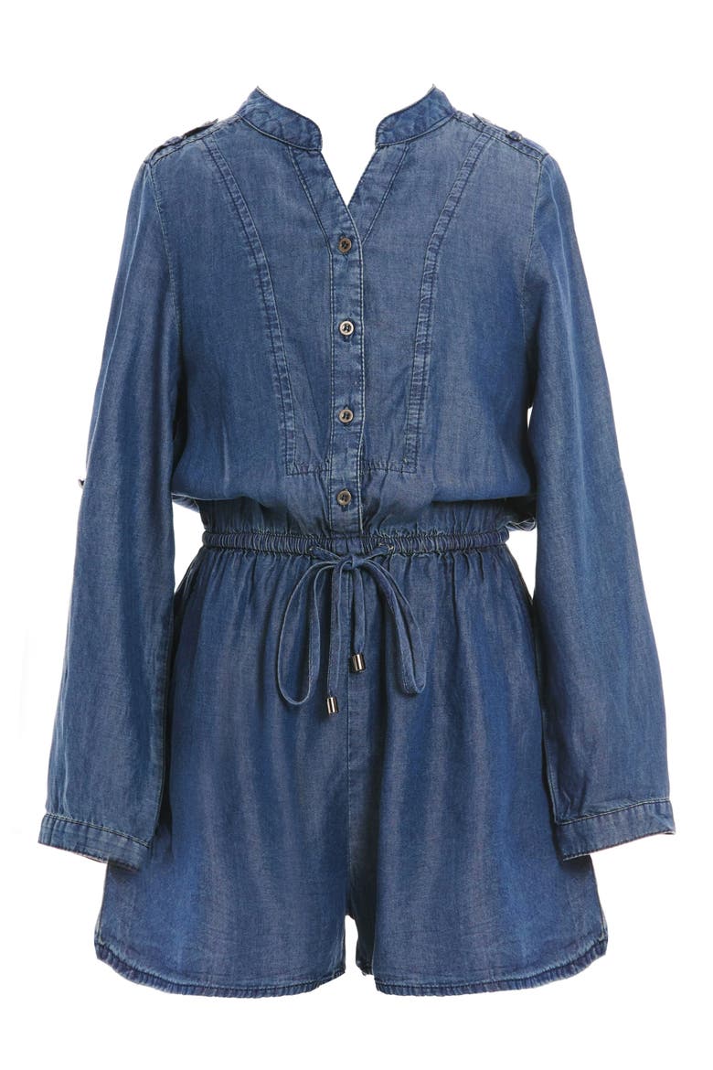 Kids' Soft Denim Romper, Main, color, DENIM