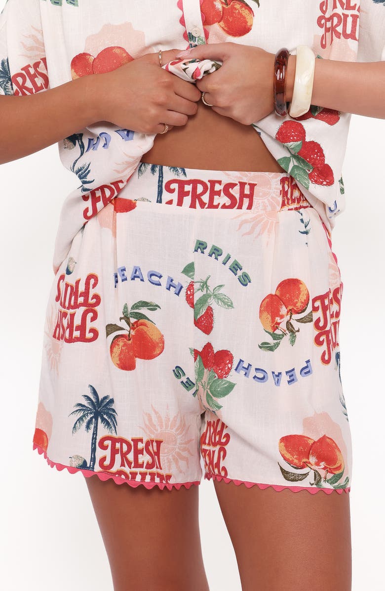 Petal & Pup Lars Printed Rickrack Trim Shorts, Alternate, color, Tutti Frutti