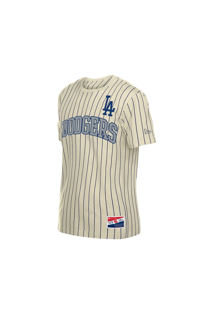New Era Men's New Era Cream Los Angeles Dodgers Throwback Meshback Pinstripe T-Shirt, Alternate, color, Cream