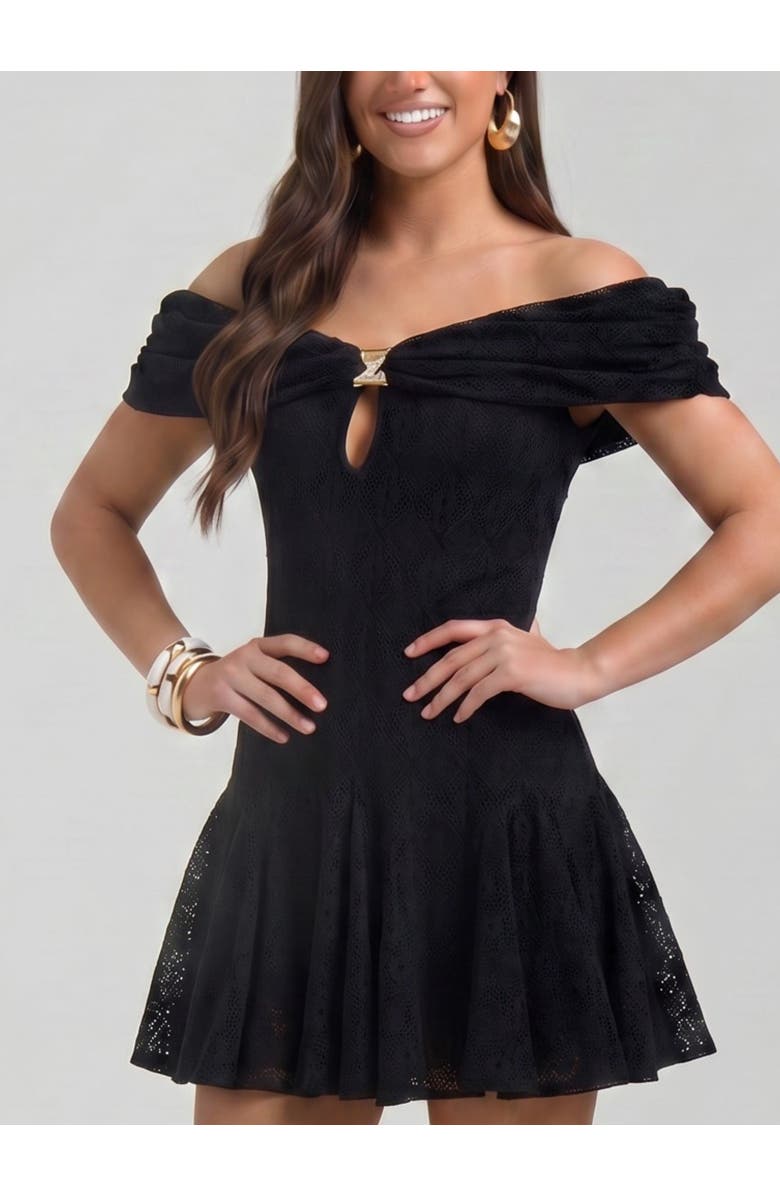 RACHEL Rachel Roy Arava Crochet Mini Dress, Alternate, color, Black