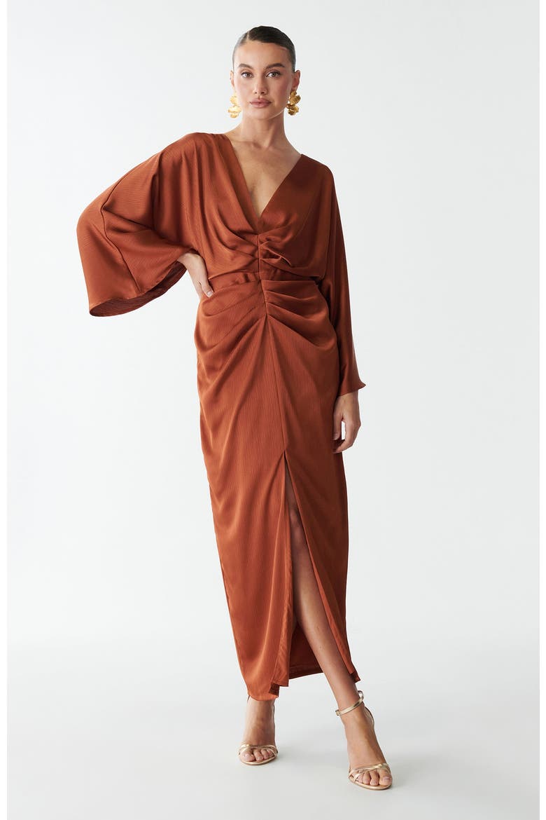 Deliliah Midi Dres, Alternate, color, Rust