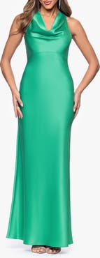 Xscape Evenings Cowl Neck Satin Gown