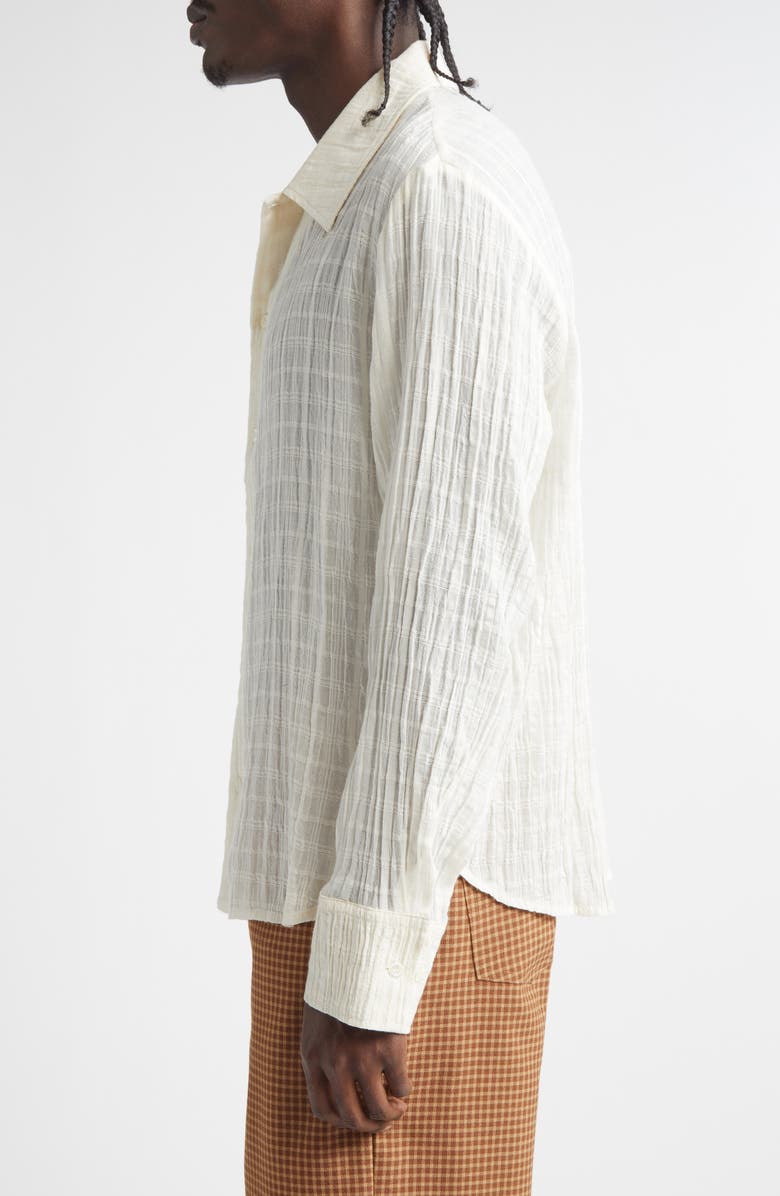 Séfr Ignacio Check Cotton Button-Up Shirt, Alternate, color, Cloud White Check