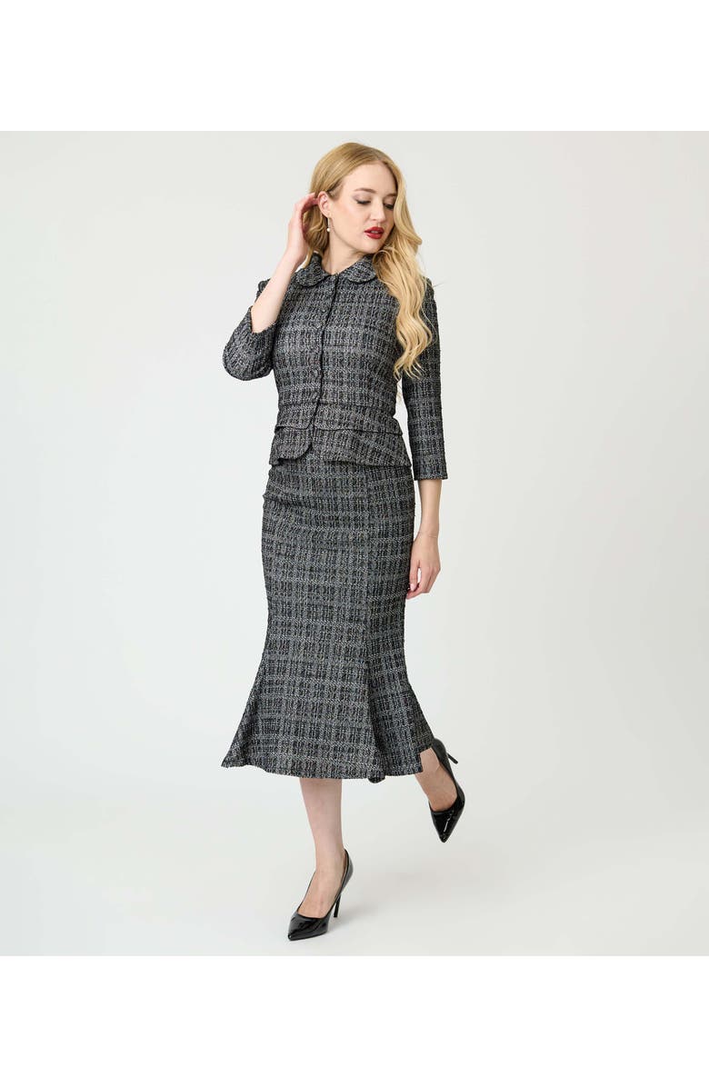 Unique Vintage Boucle Peplum Jacket, Main, color, Black Boucle