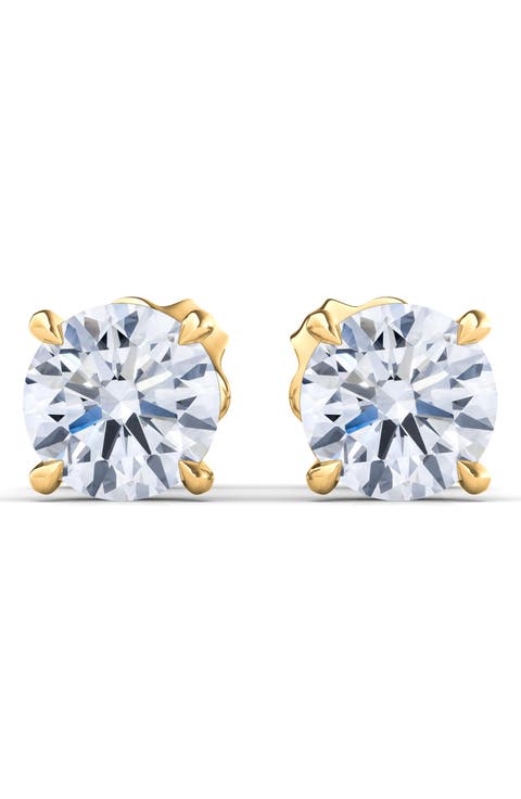 Round Lab Created Diamond Stud Earrings