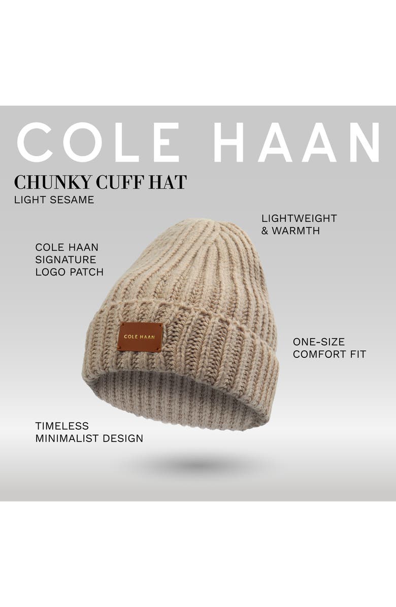 Cole Haan Chunky Cuff Beanie, Alternate, color, Light Sesame