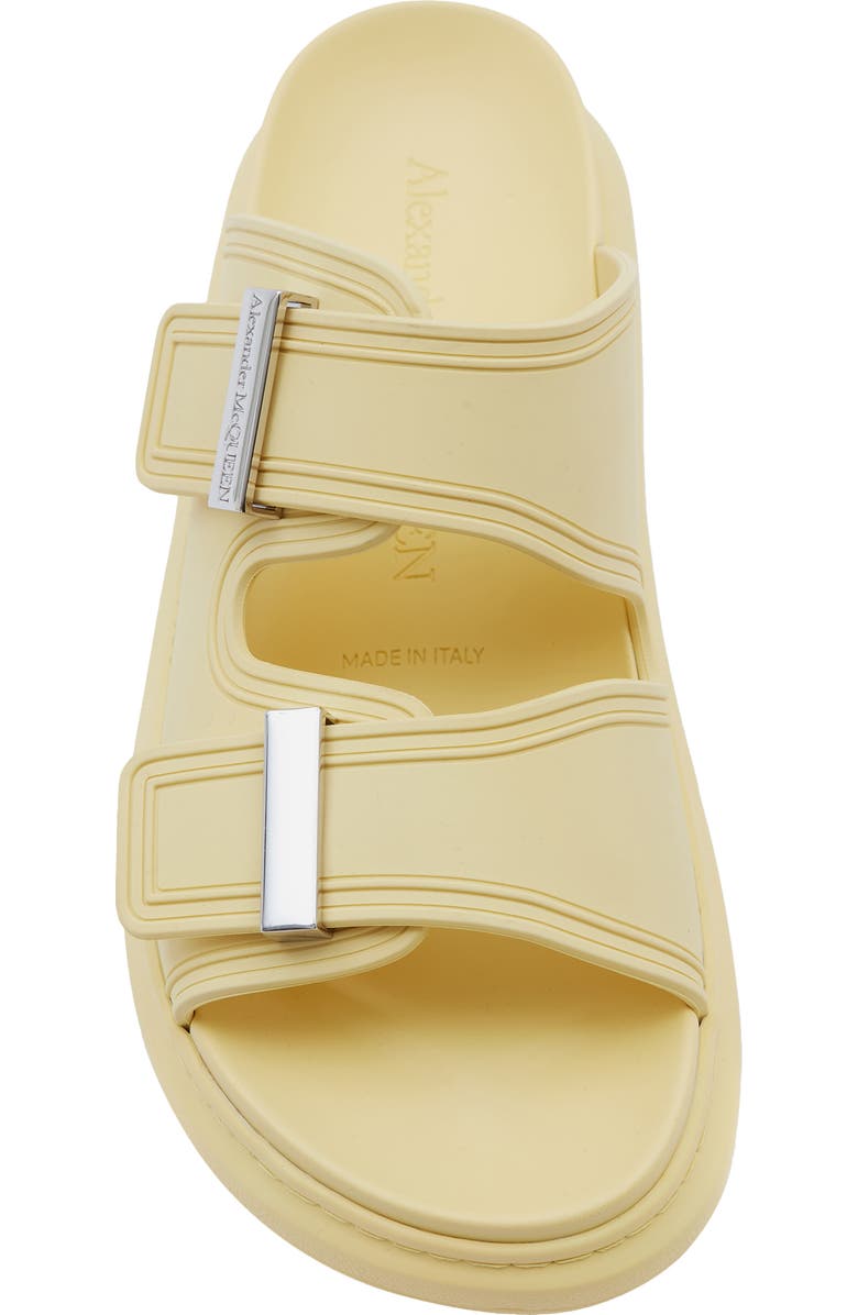 McQueen Oversized Slide Sandal, Alternate, color, Pale Yellow/ Silver