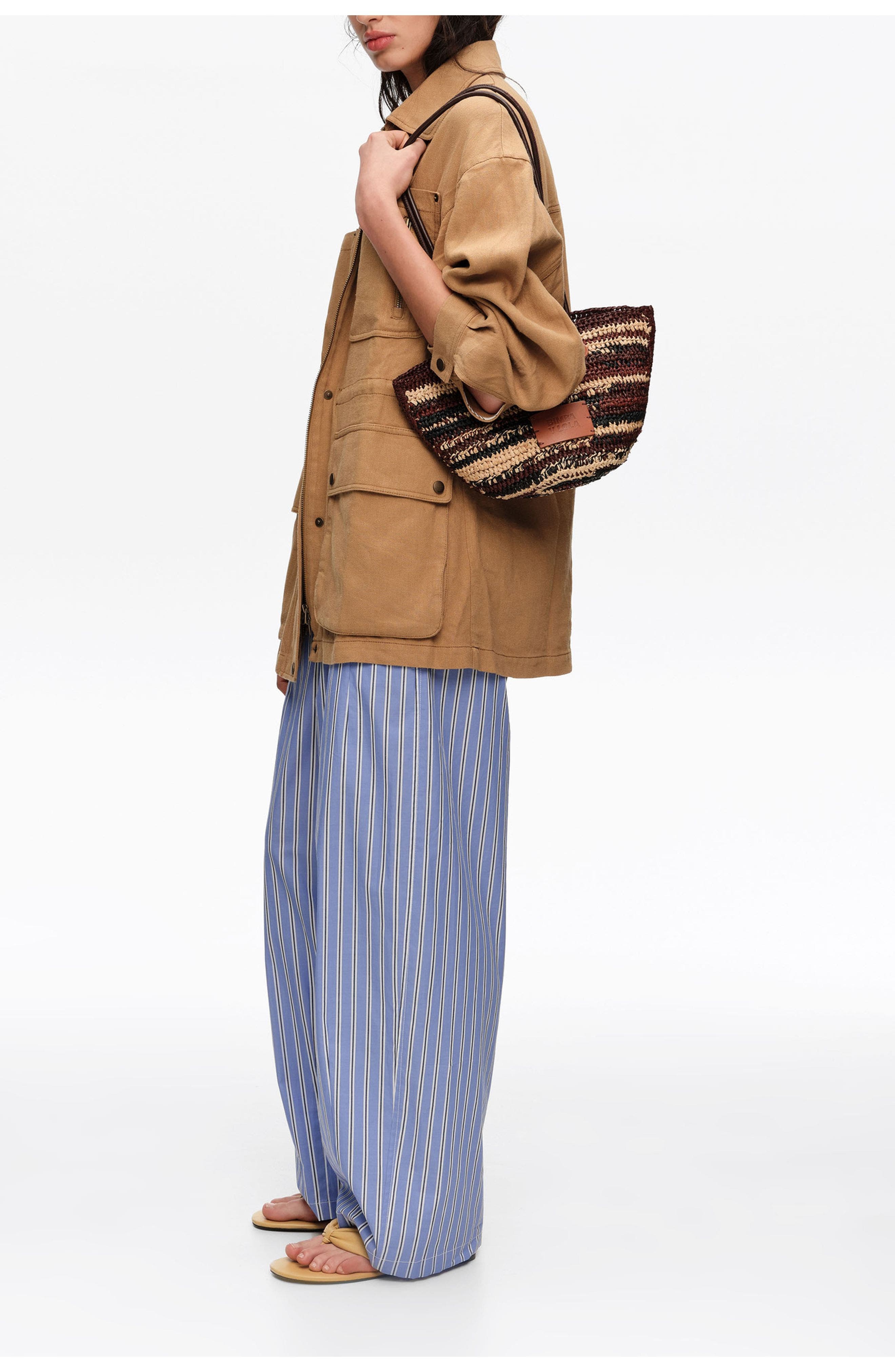 Bimba y Lola Small Affia Basket Bag, Alternate, color, Dark Brown