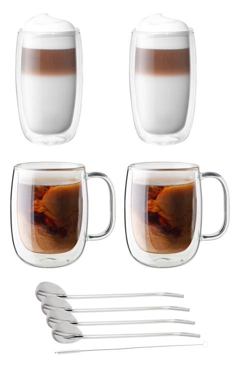 Sorrento 9-Piece Double Wall Latte & Coffee Set