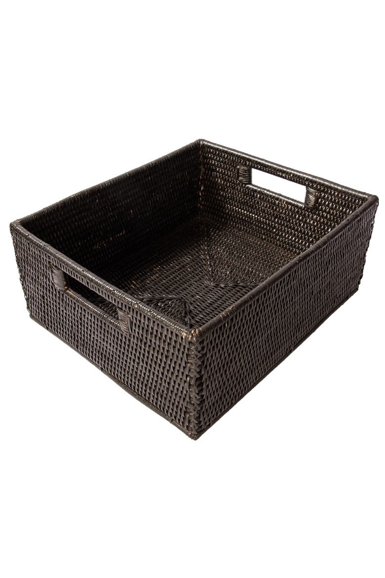 Rectangular Rattan Storage Basket, Alternate, color, Tudor Black