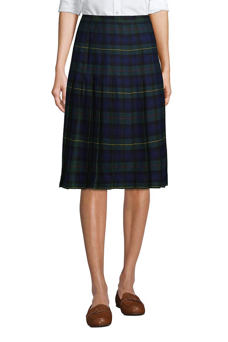 School Uniform  Plaid Pleated Skirt Below The Knee, Main, color, Hunter/Classic Navy Plaid