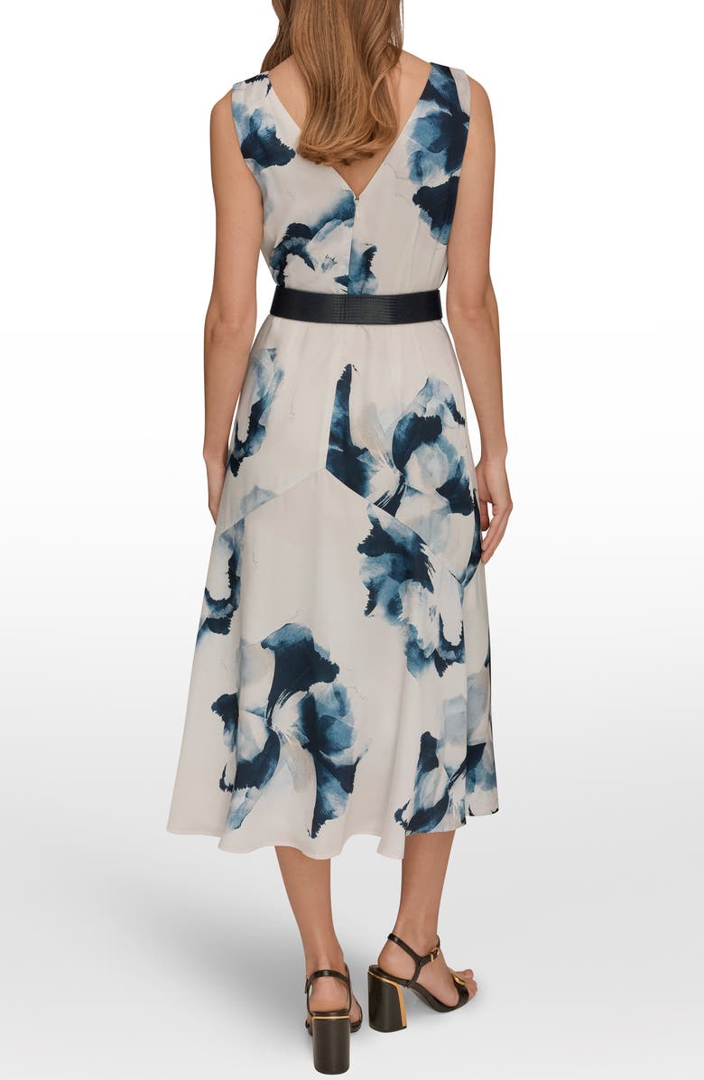 Donna Karan New York Belted Sleeveless Midi Dress, Alternate, color, Nightfall/ Sea Mist