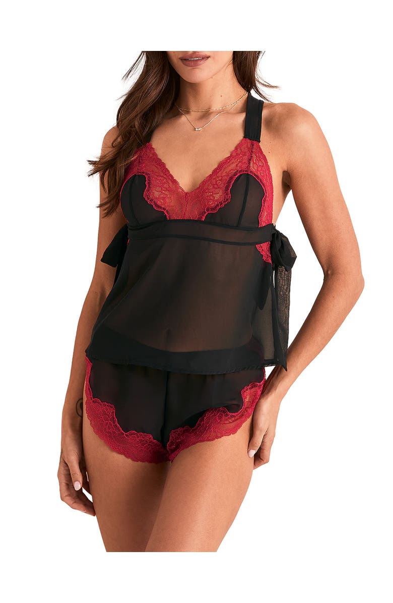 Adore Me Sabreina Camisole & Flutter Short Set Lingerie, Main, color, Black
