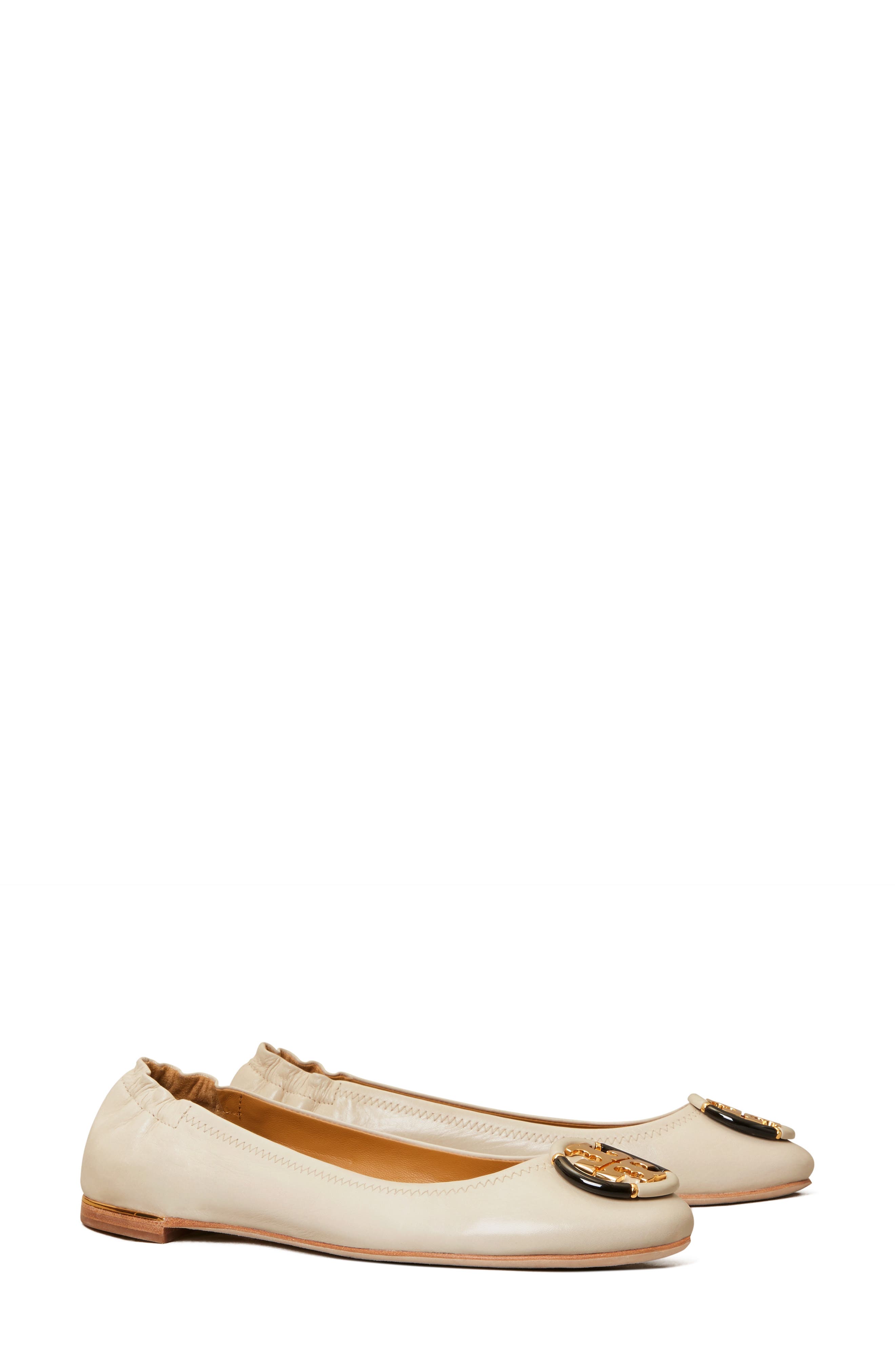Tory Burch Multi Logo Ballet Flat, Main, color, Rice Paper