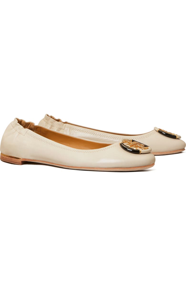 Tory Burch Multi Logo Ballet Flat, Main, color, Rice Paper