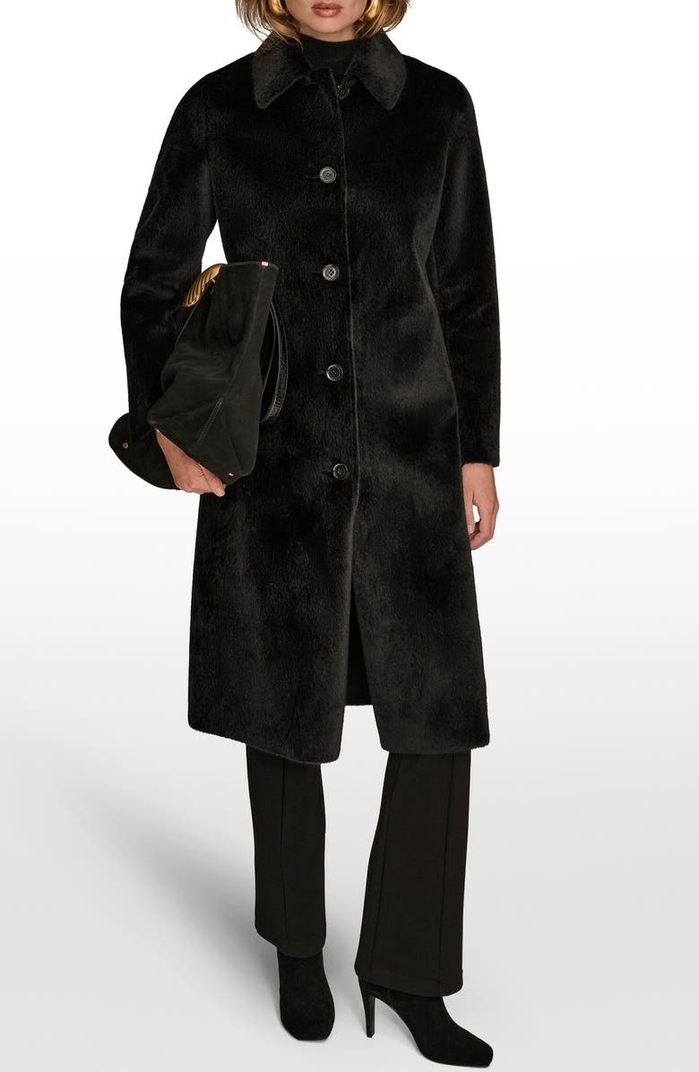 Donna Karan New York Faux Fur Coat, Alternate, color, Black