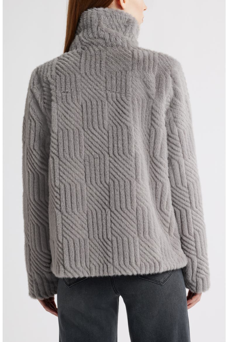 Square Pattern Faux Fur Coat, Alternate, color, GREY