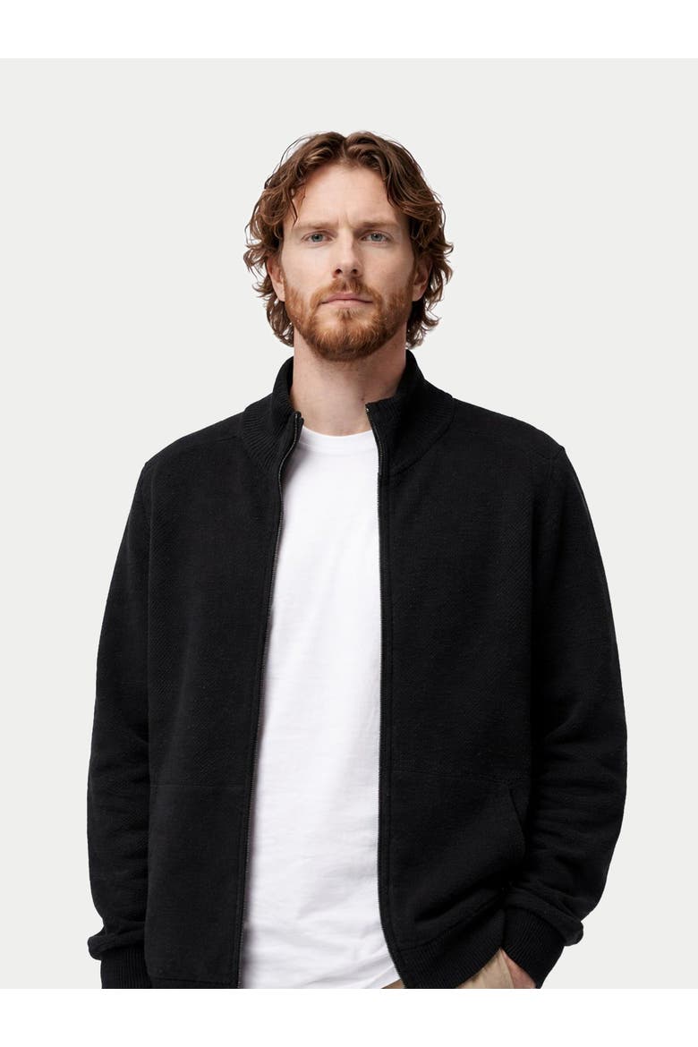 High Neck Full-Zip Cashmere Cardigan, Alternate, color, black