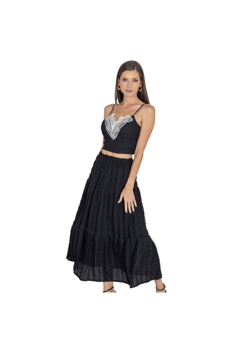 Emma Top & Maxi Skirt Set, Main, color, BLACK