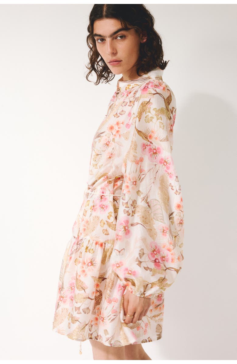 H&M Short tunic dress, Alternate, color, Cream/Floral