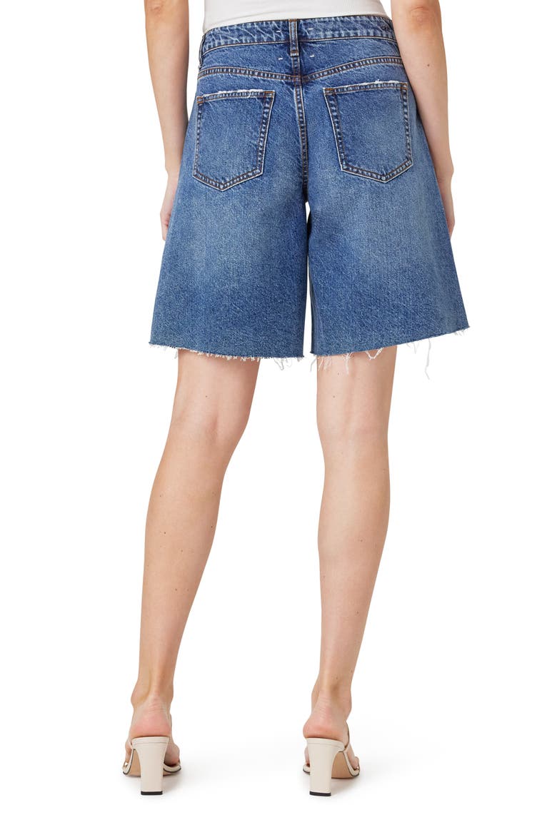 Easy Long Cutoff Denim Shorts, Alternate, color, LAGOON