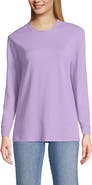 Lands' End Long Sleeve Cotton Interlock Crew T-Shirt