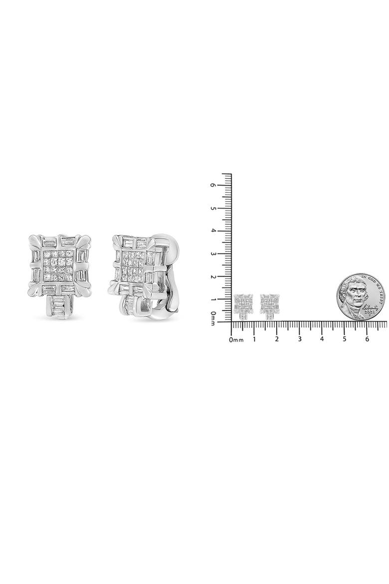 14K White Gold 1.0 Cttw Diamond Huggie Hoop Omega Earrings, Alternate, color, White