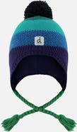 Deux par Deux Winter Ombré Stripe Fleece Lined Peruvian Knit Hat with Pompom