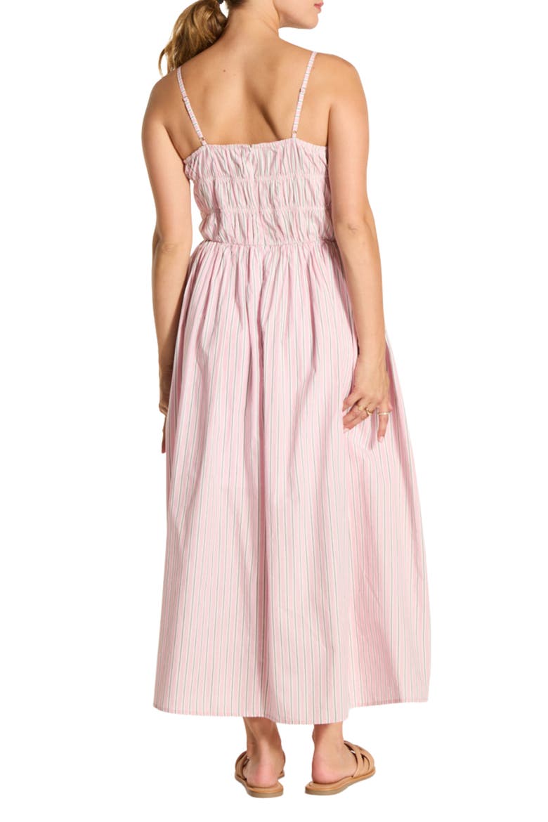 Sleeveless Smocked Midi Dress, Alternate, color, PINK/ WHITE STRIPE