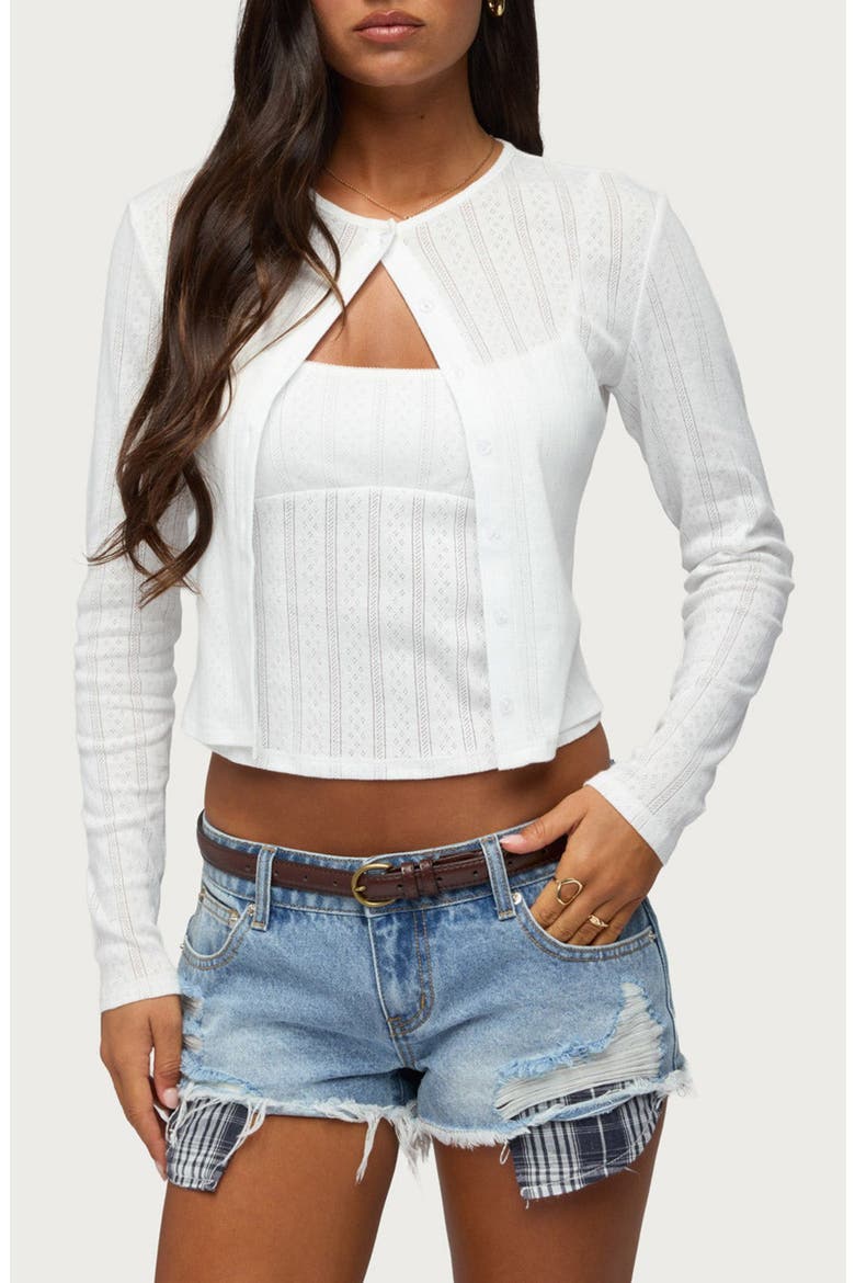 Adie Pointelle Cardigan, Main, color, WHITE