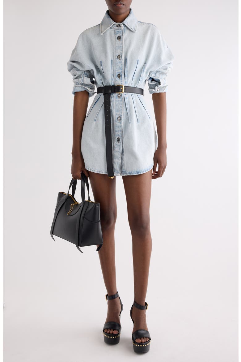 Long Sleeve Shaped Denim Minidress, Alternate, color, LIGHT BLUE