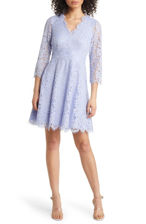 Long Sleeve Lace Fit & Flare Dress