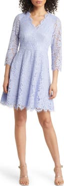 Eliza J Long Sleeve Lace Fit & Flare Dress