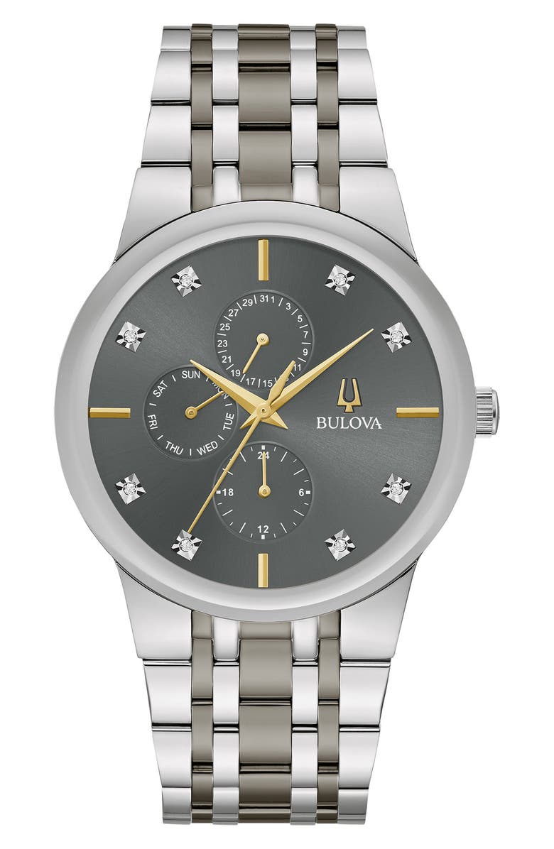 BULOVA Men's Diamond Stainless Steel Watch, 40mm, Main, color, Silver