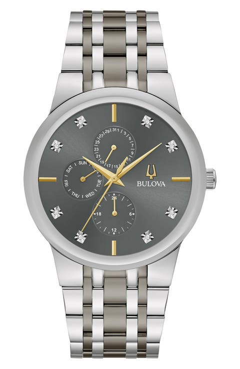 Men's Diamond Stainless Steel Watch, 40mm