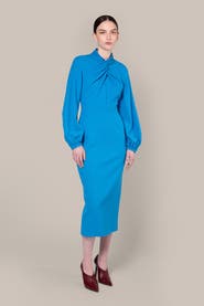 Roksanda Rima Long Sleeve Fitted Midi Dress