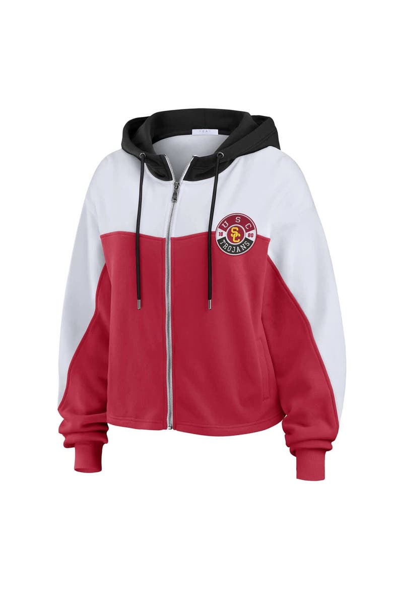 Women's WEAR by Erin Andrews Cardinal USC Trojans Color-Block Full-Zip Hoodie, Alternate, color, Cardinal
