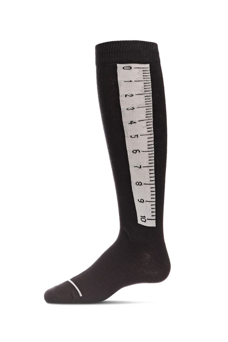 Ruler Knee High Socks, Main, color, Black