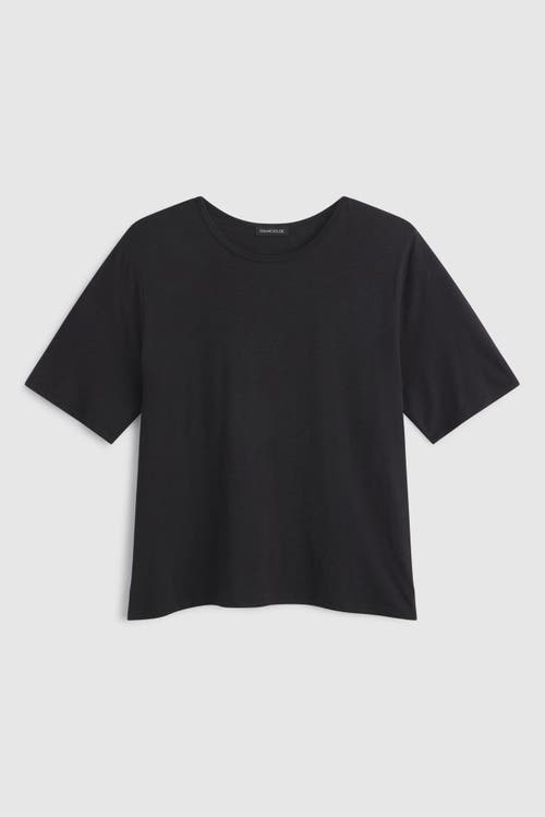 Franne Golde Slub Jersey Elbow Sleeve Crewneck Tee