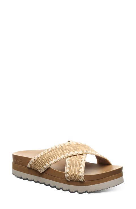 <p>Carina Faux Leather Slide Sandal (Women) </p>