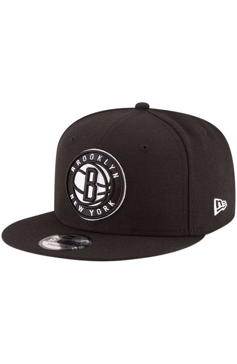 New Era Men's New Era Black Brooklyn Nets Official Team Color 9FIFTY Snapback Hat, Main, color, Black